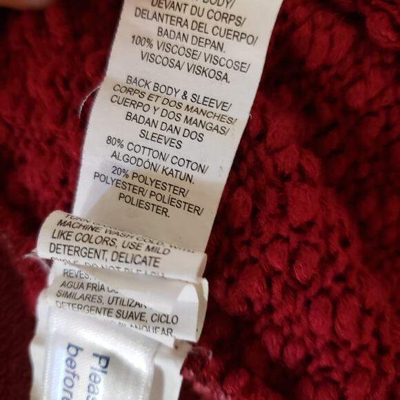 Lucky Brand Viscose & Cotton Open Waterfall Cardigan Mixed Media Red Medium - Picture 7 of 8